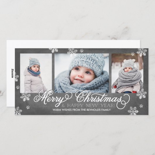 メリークリスマスとハッピーニューイヤー雪 シーズンカード (正面/裏面)