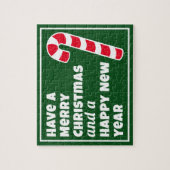 メリークリスマスとハッピーニューイヤー飴の杖 ジグソーパズル (縦)