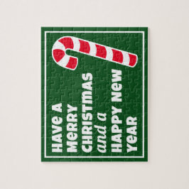 メリークリスマスとハッピーニューイヤー飴の杖 ジグソーパズル