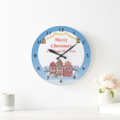 メリークリスマスとハッピーニューイヤー10.75インチラウンド ラージ壁時計 (ホーム)