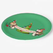 メリークリスマスとハッピーニューイヤー・モンキー ペーパープレート (アングル)