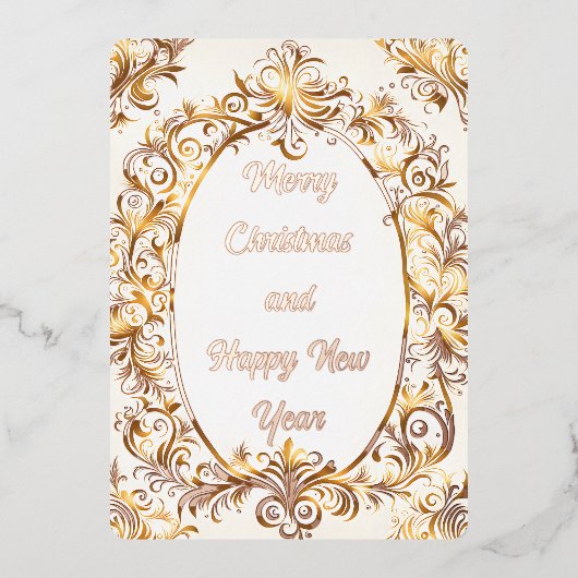 メリークリスマスとハッピーニューイヤー！ 箔シーズンカード (正面)