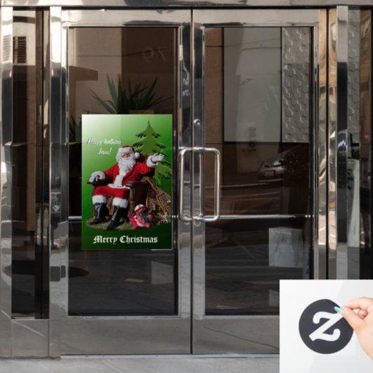 メリークリスマスとハッピーバースデーイエス ウィンドウサイン (オフィスドア)