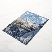 メリークリスマスとハッピーホリデーズイヤー雪 箔シーズンカード (回転した状態)