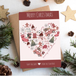 メリークリスマスとハッピーホリデーズファミリー名 シーズンカード