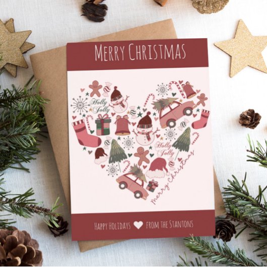 メリークリスマスとハッピーホリデーズファミリー名 シーズンカード