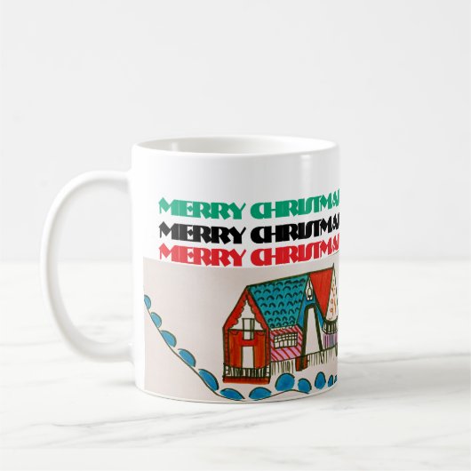 メリークリスマスとハッピーホリデー！コーヒーマグ コーヒーマグカップ (左)