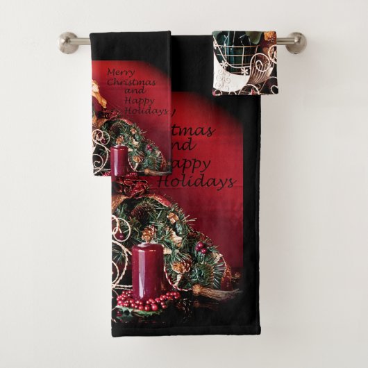 メリークリスマスとハッピーホリデー バスタオルセット (インサイチュ)
