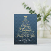 メリークリスマスとハッピー新年クリスマスツリー シーズンポストカード (スタンド正面)