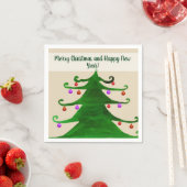 メリークリスマスとハッピー新年ナプキン スタンダードカクテルナプキン (インサイチュ)