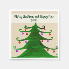 メリークリスマスとハッピー新年ナプキン スタンダードカクテルナプキン