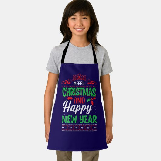 メリークリスマスとハッピー新年–61064フード付きスウェットシャツ エプロン (インサイチュ)