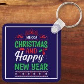 メリークリスマスとハッピー新年–61064フード付きスウェットシャツ キーホルダー (裏面)