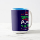 メリークリスマスとハッピー新年–61064フード付きスウェットシャツ ツートーンマグカップ (正面右)