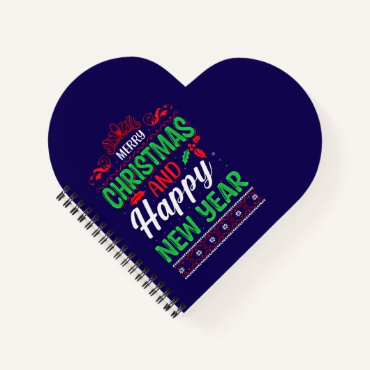 メリークリスマスとハッピー新年–61064フード付きスウェットシャツ ノートブック (正面)