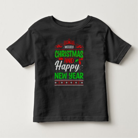 メリークリスマスとハッピー新年–61064 トドラーTシャツ (正面)
