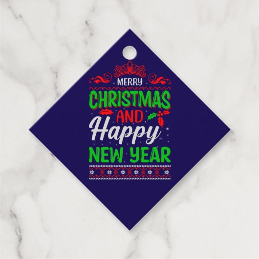 メリークリスマスとハッピー新年–61064 フェイバータグ (正面)