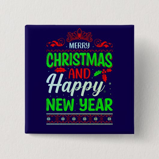 メリークリスマスとハッピー新年–61064 缶バッジ (正面)