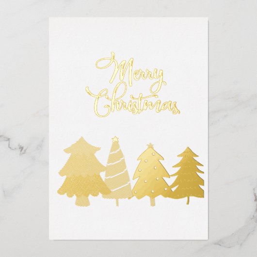 メリークリスマスとピンクのクリスマスツリーのノート 箔招待状 (正面)