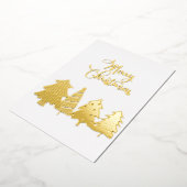 メリークリスマスとピンクのクリスマスツリーのノート 箔招待状 (回転した状態)