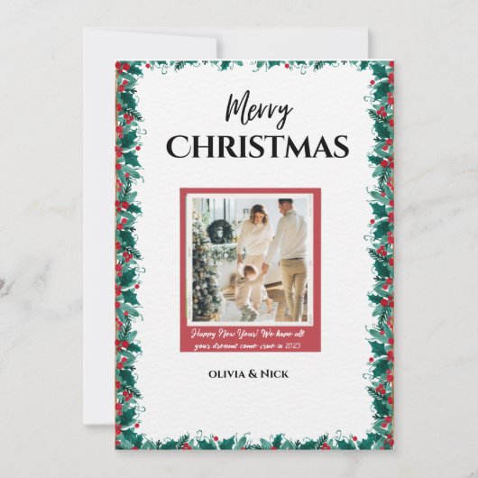 メリークリスマスとフォトホリデーカード シーズンカード (正面)