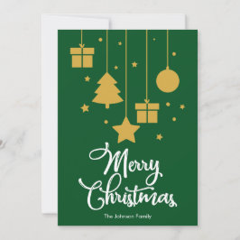 メリークリスマスとプレゼントグリーンクリスマスカード シーズンカード