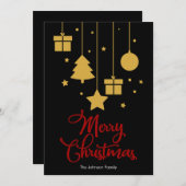 メリークリスマスとプレゼントブラック シーズンカード (正面/裏面)