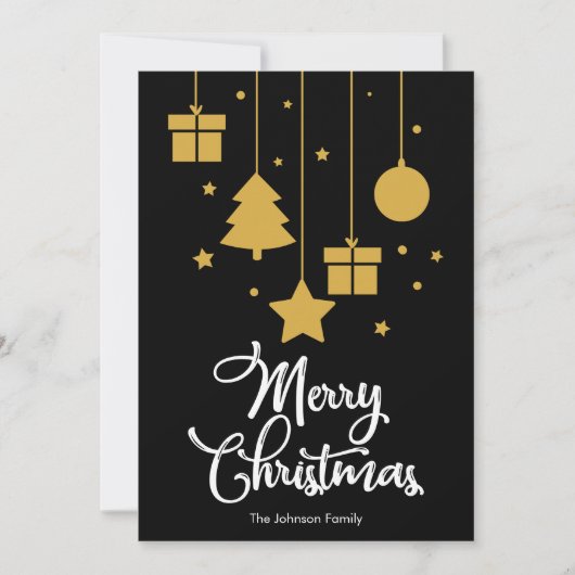 メリークリスマスとプレゼントブラック シーズンカード (正面)