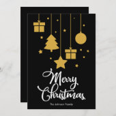メリークリスマスとプレゼントブラック シーズンカード (正面/裏面)