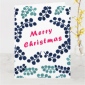 メリークリスマスとベリー折りグリーティングカード カード (黄色い花)