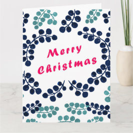メリークリスマスとベリー折りグリーティングカード カード