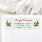 メリークリスマスとホリーカスタム差出人住所 ラベル (インサイチュ)