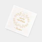 メリークリスマスとホリーベリーリース 箔ナプキン (左)