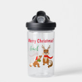 メリークリスマスとママキツネとベビーキツネ ウォーターボトル (正面)