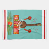 メリークリスマスとミュージカル楽器 キッチンタオル (横)