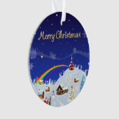 メリークリスマスとレインボーサンタ オーナメント (正面)