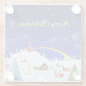 メリークリスマスとレインボーサンタ ガラスコースター (裏面)