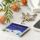 メリークリスマスとレインボーサンタ キーホルダー (側面)