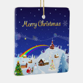 メリークリスマスとレインボーサンタ セラミックオーナメント (右)