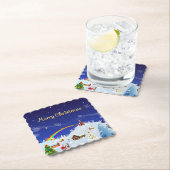 メリークリスマスとレインボーサンタ ペーパーコースター (インサイチュ)