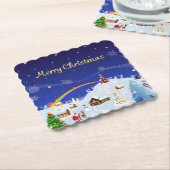 メリークリスマスとレインボーサンタ ペーパーコースター (アングル)