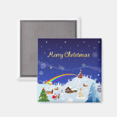 メリークリスマスとレインボーサンタ マグネット (正面/裏面)