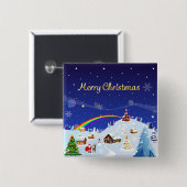 メリークリスマスとレインボーサンタ 缶バッジ (正面&裏面)