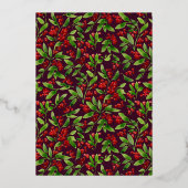 メリークリスマスとレッドボタニカルフォトホリデー 箔招待状 (裏面)