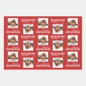 メリークリスマスと一角フォトレッド ラッピングペーパーシート (正面3)