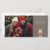 メリークリスマスと写真のマンガのトナカイ シーズンカード (正面/裏面)