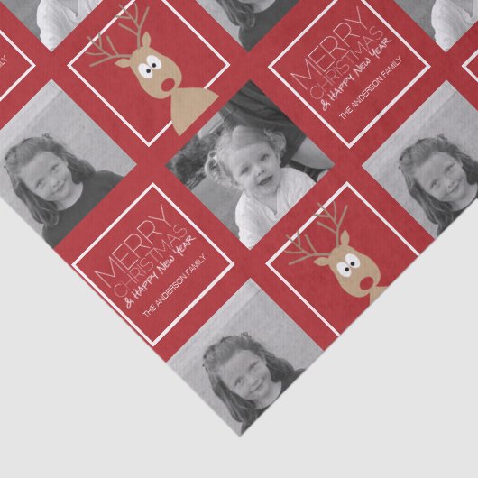 メリークリスマスと写真のマンガのトナカイ 薄葉紙 (詳細)