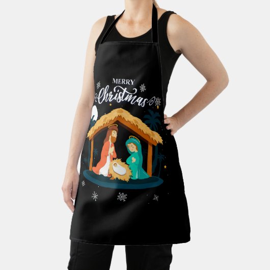 メリークリスマスと出生シーンキリスト教の信仰 エプロン (インサイチュ)