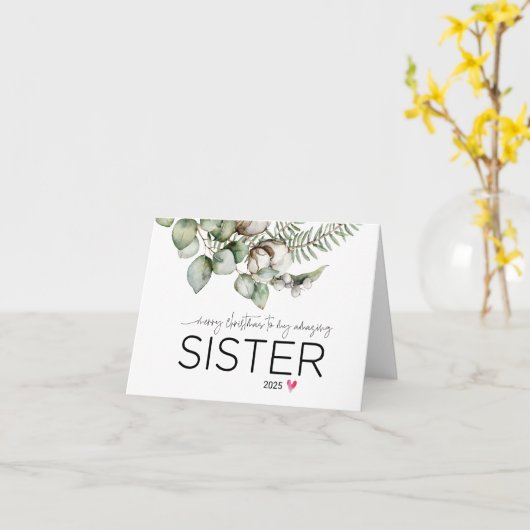 メリークリスマスと妹かわいい森のクリスマス カード (黄色い花)