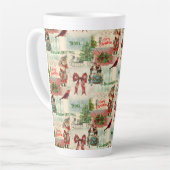 メリークリスマスと季節のごあいさつヴィンテージ カフェラテマグ (左アングル)